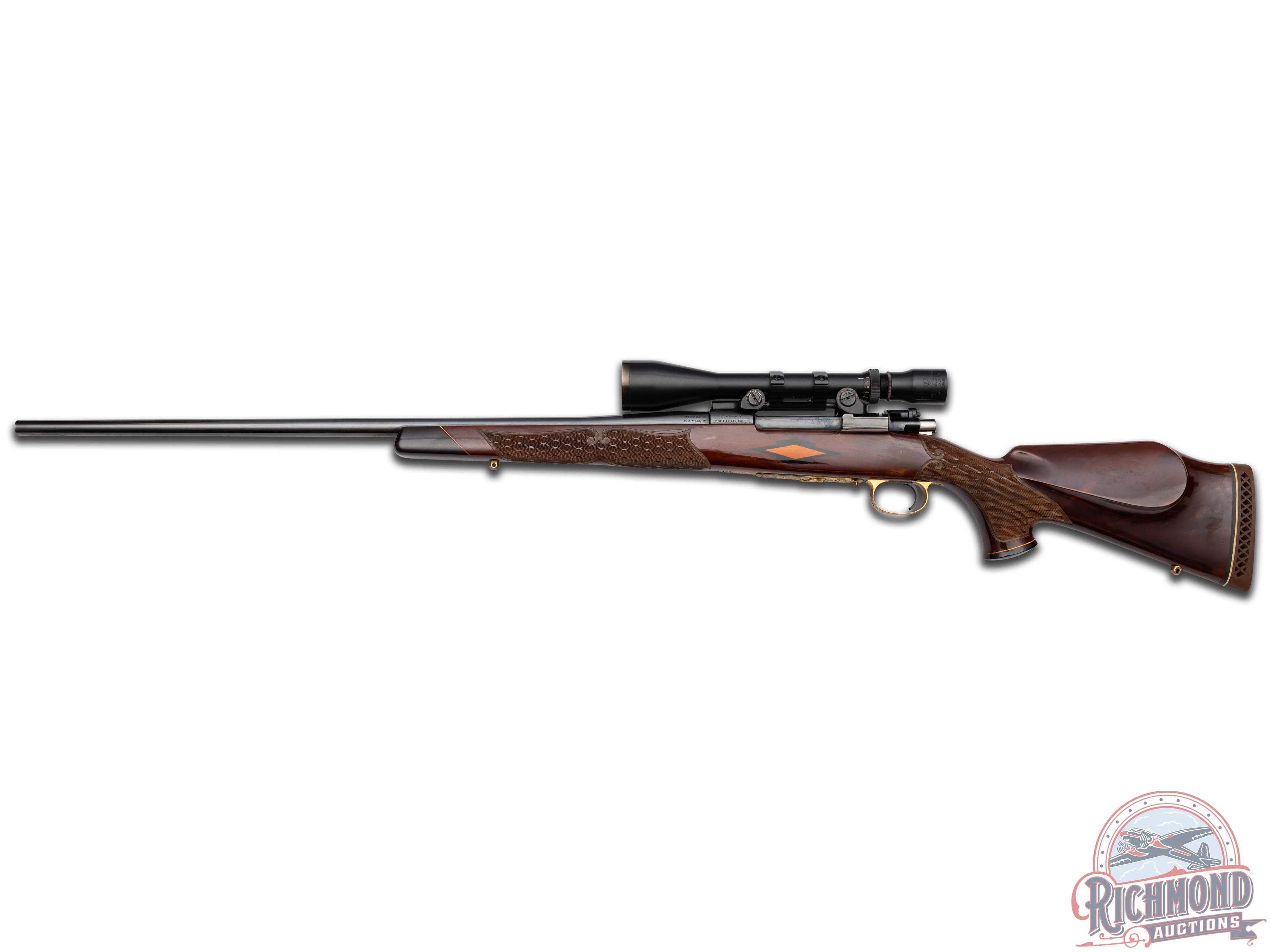 1957 Weatherby South Gate, CA Mauser Series Bolt Action Rifle in 300 WBY Mag & Scope