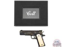 Engraved & Gold Inlaid 1969 Colt 1911 National Match .45 ACP Semi-Automatic Pistol with Case