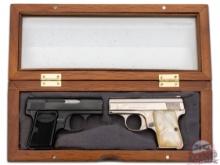 Pair Nickel & Blued Belgian Baby Browning .25 ACP Semi-Auto Pistol in Presentation Case