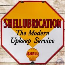 Shell Lubrication 36" Modern Upkeep Service DS Porcelain Sign w/ Logo
