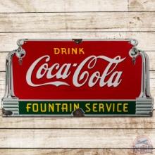 1941 Drink Coca Cola Fountain Service SS Porcelain Sign