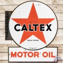Caltex Motor Oil Die Cut DS Porcelain Flange Sign w/ Logo