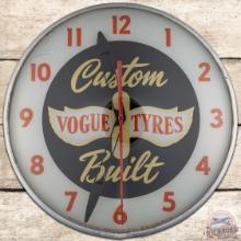 Vogue Custom Built Tyres 15" PAM Advertising Clock w/ Winged Tire