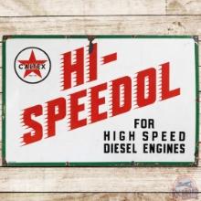 Caltex Hi-Speedol Diesel Engines w/ Speed Lines SS Porcelain Sign