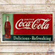 1936 Drink Coca Cola Delicious Refreshing Embossed SS Tin Sign w/ Bottle Logo
