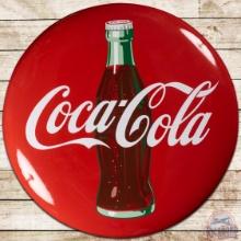 Coca Cola 36" SS Porcelain Button Sign w/ Bottle