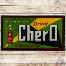 Drink Chero "The Perfect Cola Beverage" Emb. SS Tin Sign w/ Bottle