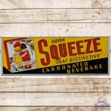 Drink Squeeze "That Distinctive" Beverage Embossed SS Tin Sign w/ Kids