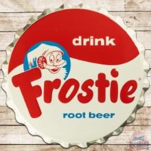 NOS Drink Frostie Root Beer Embossed Bottlecap Sign w/ Paper