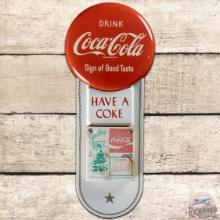 1960 Drink Coca Cola Sign of Good Taste Calendar Display w/ Button