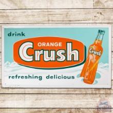 Drink Orange Crush "Refreshing Delicious" Emb. SS Tin Sign w/ Bottle
