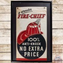 A Greater Fire Chief Texaco 100% Anti-Knock No Extra Price Framed Banner Sign