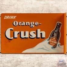 Drink Orange Crush DS Tin Flange Sign w/ Bottle