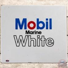 Mobil Marine White SS Porcelain Pump Plate Sign