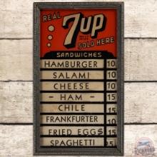 Real 7up Sold Here Sandwiches Pricer Advertising Sign