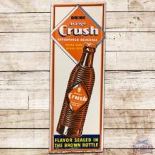 Drink Orange Crush Vertical SS Tin Sign w/ Krinkle Bottle & Crushy