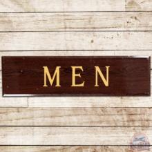 Texaco Men Rest Room Woodgrain SS Porcelain Sign