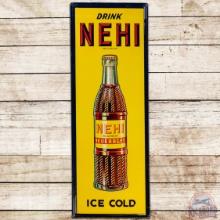 Drink Nehi Ice Cold Emb. Vertical SS Tin Sign w/ Bottle