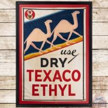 Use Dry Texaco Ethyl Framed Canvas Banner w/ 8-Ball & Camels