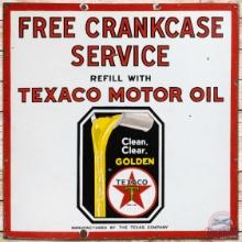 Free Crankcase Service Texaco Motor Oil SS Porcelain Sign