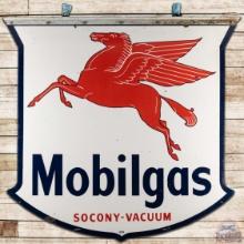 Mobilgas Gasoline Shield 6' DS Porcelain ID Sign w/ Pegasus