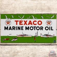 Texaco Marine Motor Oil DS Porcelain Sign w/ Ships "White T"