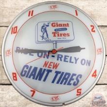 Giant Quality Tires 15" Double Bubble Advertising Clock w/ Logo