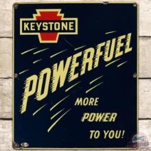 Keystone Powerful More Power to You! SS Porcelain Gas Pump Plate Sign