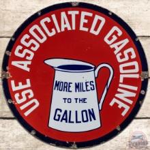 Use Associated Gasoline More Miles to the Gallon DS Porcelain Sign