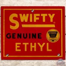 Swifty Genuine Ethyl SS Porcelain Gas Pump Plate Sign w/ Logo