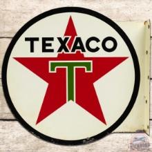 Scarce 1962 Texaco Gasoline DS Tin Flange Sign "White T"