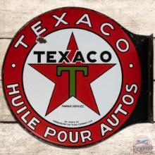 Texaco Huile Pour Autos DS Porcelain Flange Sign "Black T"