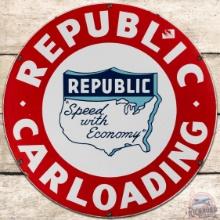 Republic Car Loading "Speed with Economy" SS Porcelain Sign