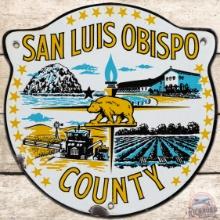 San Luis Obispo County California Die Cut SS Porcelain Truck Door Sign