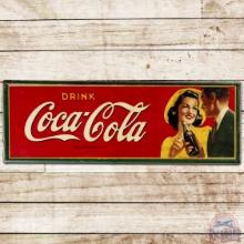 Drink Coca Cola SS Tin Sign w/ Couple & Bottle
