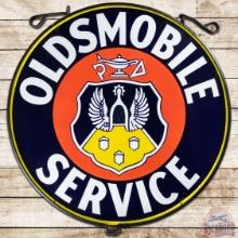 Oldsmobile Service 42" DS Porcelain Sign w/ Ring "Crest Logo"