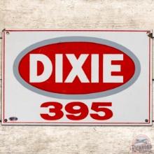 Dixie 395 Gasoline SS Porcelain Pump Plate Sign
