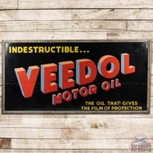 Indestructible Veedol Motor Oil 10' SS Tin Wood Framed Sign