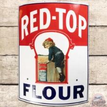 Red Top Flour Curved SS Porcelain Sign Aunt Jemima Mills Co.