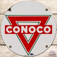 Conoco Gasoline SS Porcelain Truck Door Sign w/ Logo