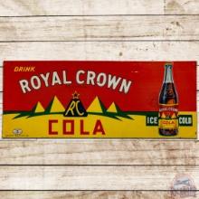 Drink RC Royal Crown Embossed SS Tin Sign w/ Pyramid Bottle Logo