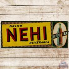 Early Drink Nehi Beverages Embossed SS Tin Sign w/ Bottle