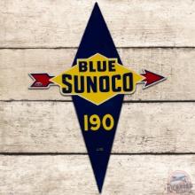 Blue Sunoco 190 Die Cut SS Tin Gas Pump Plate Sign