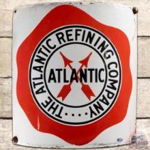 The Atlantic Refining Co. Curved SS Porcelain Sign w/ Fried Egg Logo