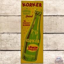 Korker "A Corking Good Drink" Embossed SS Tin Sign w/ Bottle