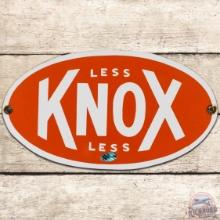 Knox Less Gasoline SS Porcelain Pump Plate Sign