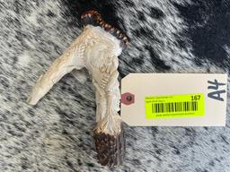 Beautiful, Detailed, carved Crown Stag antler, cane handle, Wolves, Indain, Eagles, horse and bears