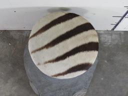 Elephant Foot Stool w/Zebra Hide Cushion TAXIDERMY