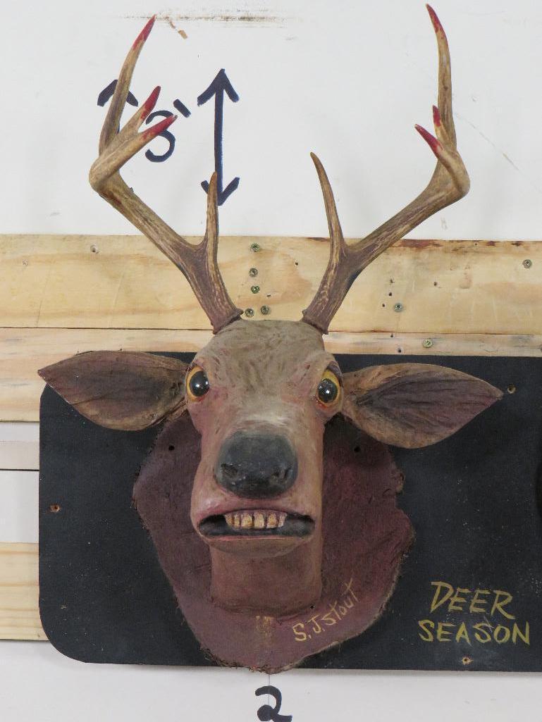 Folk Art Piece by Artist S.J. Stout "Deer Season" FOLK ART
