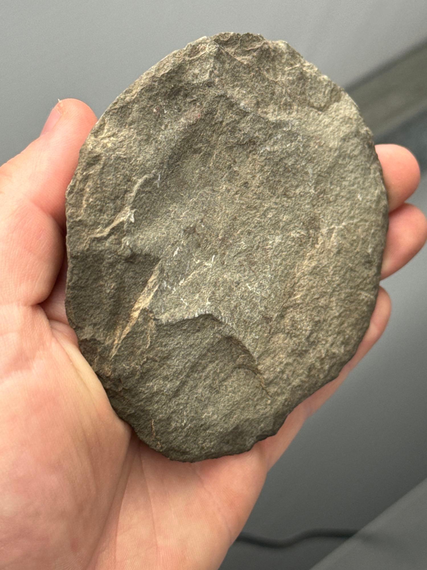 4 1/16" Chipped "Pot Lid" Stone, Found in New Jersey